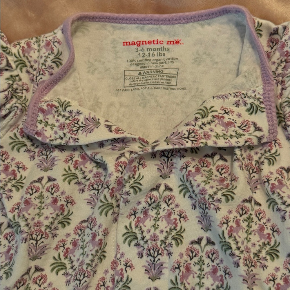 Magnetic Me Unicorn Dreams Organic Cotton Coverall- Size 3-6M - Picture 4 of 5